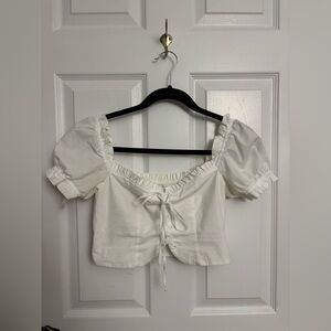 White Peasant Crop Top Blouse